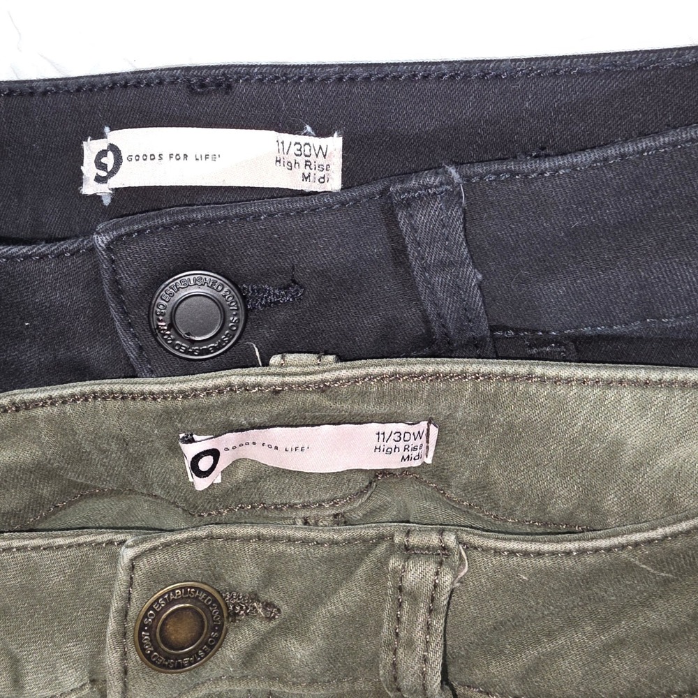 SO Goods For Life Womens High Rise Midi Shorts Bundle Black Olive Green Size 11 - Picture 2 of 9